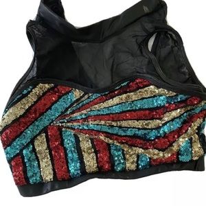 Sequin dancewear solutions bra top size L